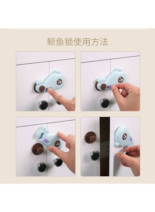 قفل أمان يمنع الأطفال من الوصول إلى أماكن خطرة مثل الأدراج و الخزائن على شكل حوت مع زر - Image 1